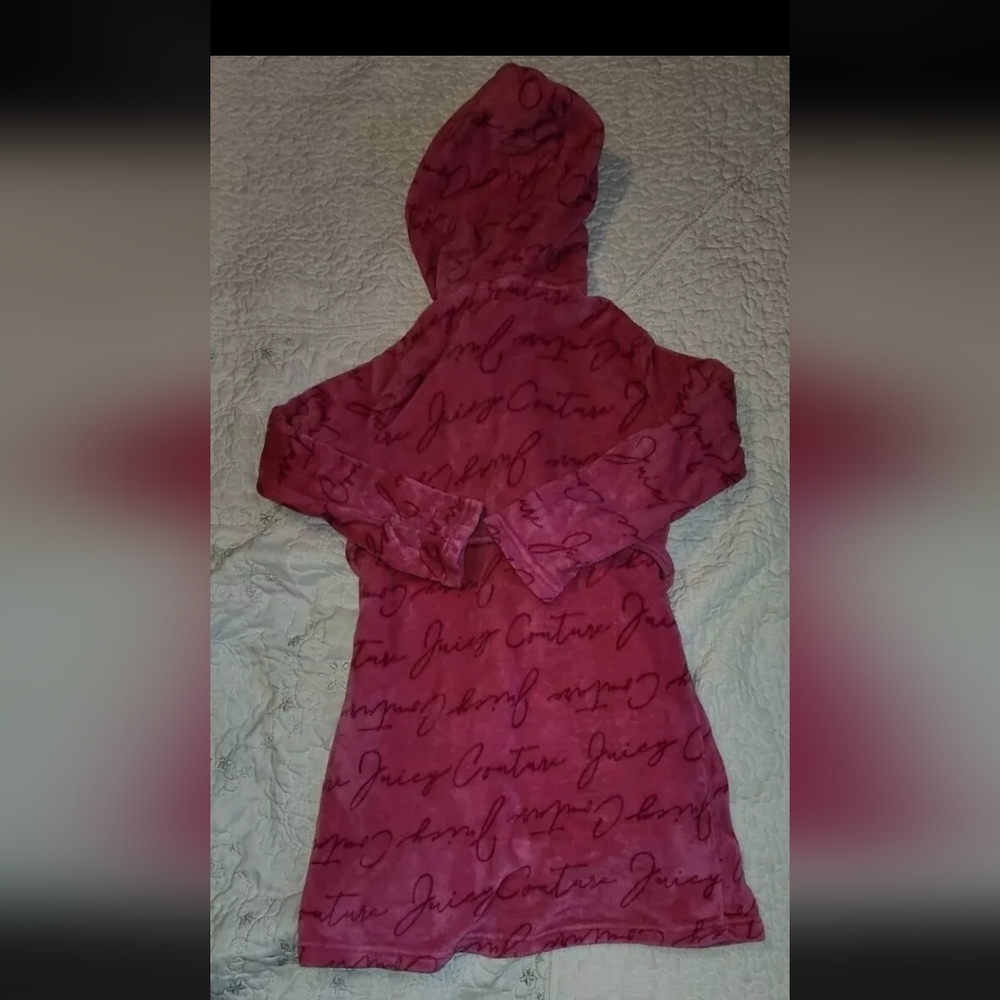 Juicy Couture Womens Long Sleeve Short Length Robe Plush Pink Size S/M - Picture 2 of 4
